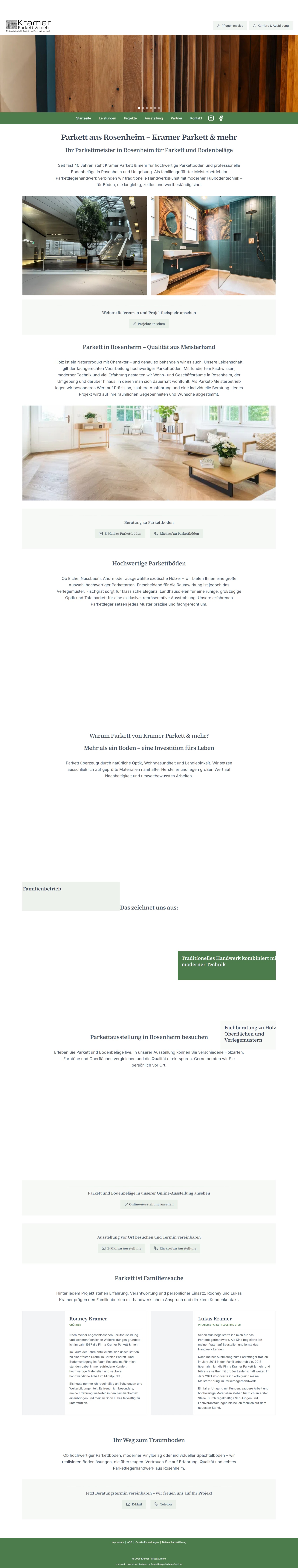 Screenshot der Website von Kramer Parkett & mehr