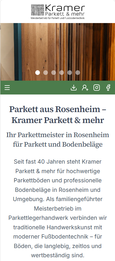 Mobile Ansicht der neuen Kramer Parkett Website